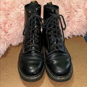 Doc Martens Air Wair Black Leather Lace-Up Boots EU Size 38 / US Wm Size 7
